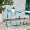 Outdoor Steel Side Table With X Shape Bottom Crossing Legs - Teal - Image 4