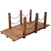 Wooden Arc Footbridge With Chain Railings For Backyard Creek Stained 5 Ft - Brown - Image 5