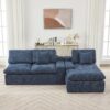 Cloud Sectional Sofa Upholstered Sofa Couch With Double-Layer Cushion And Side Pockets - Blue - Image 8