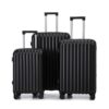 20" / 24" / 28" 3 Pieces / Set Spinner Wheel Luggage, Carry On Suitcase, With Cup Holder & USB Port & Phone Holder - Black - Image 22