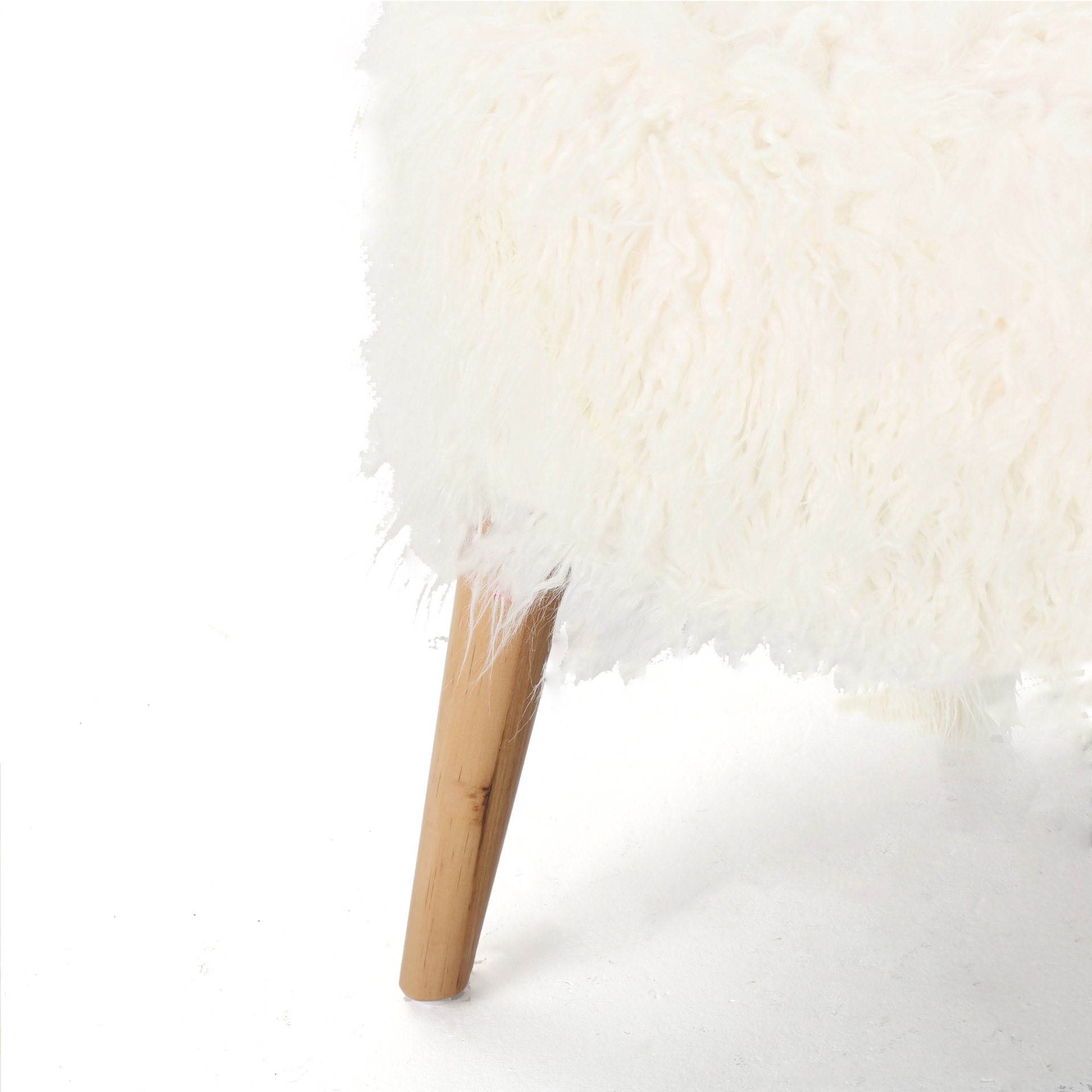 Modern Glam Club Chair With Shaggy Textures - White - Image 11