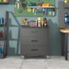 Heavy Duty Metal Storage Cabinet With Wheels 3 Drawer Tool Cabinet For Garage, Office, And Home Organizer Solutions - Brushed Nickel - Image 15