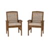 Modern 2 Piece Slat Back Patio Chairs With Cushions - Dark Brown - Image 3