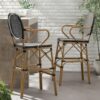 Outdoor Wicker And Aluminum French Barstools (Set of 2) - Black - Image 4