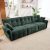 Elegant 3 Seater Sofa Set & Pillows Frame, High Rebound Cushions - Textured Green - Image 4
