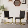 Dining Chairs (Set of 4), Side Dining Room Chairs With Golden Legs, Kitchen Chairs With Padded Seat High Back For Dining, Kitchen, Living Room - Black - Image 8