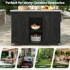 Outdoor Kitchen Island Fir Wood Kitchen Island With Stainless Steel Top, Ample Storage Space, Towel And Spice Racks And A Bottle Opener For Outdoor - Black - Image 7