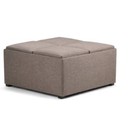 Avalon - Square Coffee Table Storage Ottoman - Fawn Brown