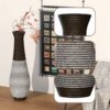 Tall Standing Designer Floor Vase Durable Artificial Rattan Elegant 2 Tone Finish Ideal Decor Accent For Living Room, Bedroom, Entryway Stylish Home Decor Statement Piece - Black / Gray - Image 17