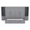 Full Size Murphy Bed With Shelves, Drawers And USB Ports - Gray - Image 5