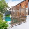 Freestanding Decorative Privacy Screen For Deck Balcony Patio, Metal Privacy Screen - Brown - Image 15