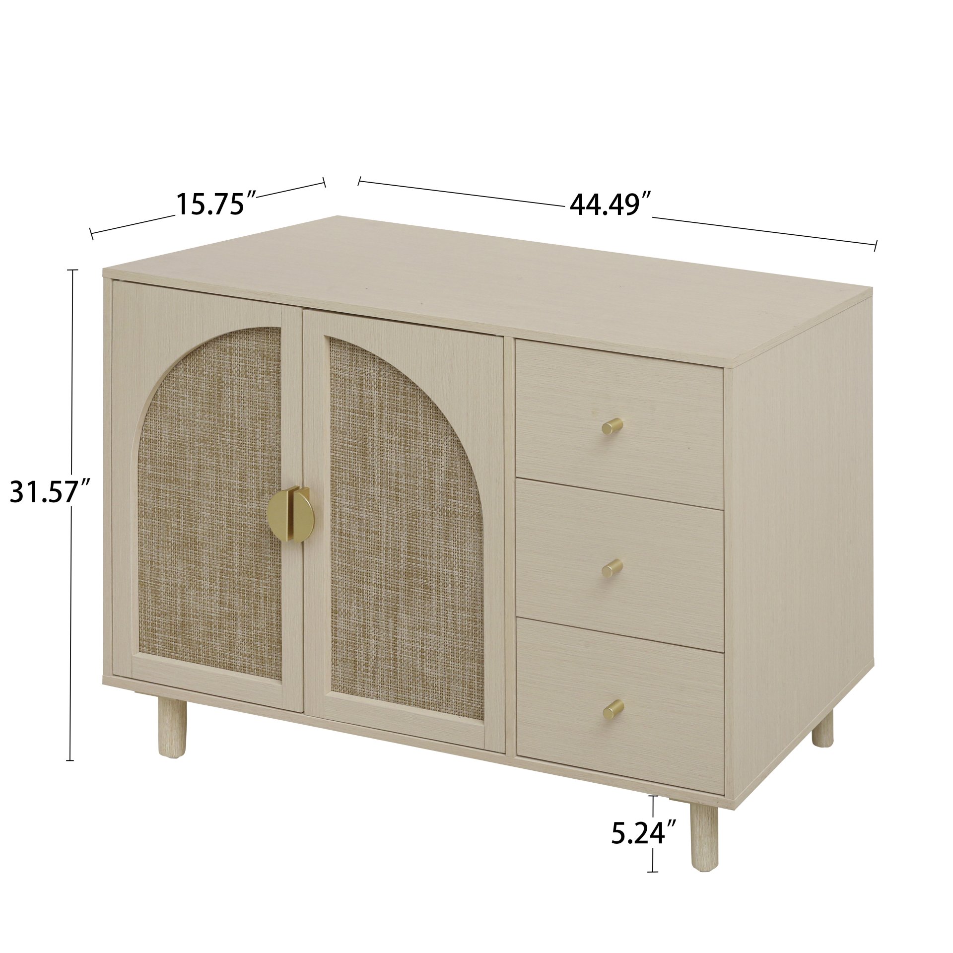 2 Door 3 Drawer Cabinet, Suitable For Bedroom - Natural - Image 3
