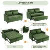 Convertible Loveseat Sofa Bed With Adjustable Backrest USB Ports Phone Holder Side Pockets Chenille - Green - Image 5