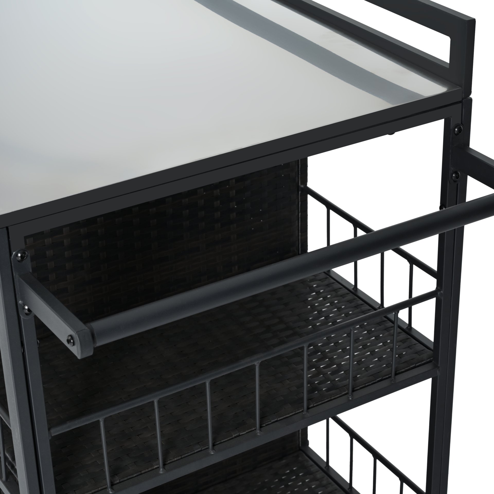Outdoor Kitchen Island With Storage, Cooking Station, Grill Cart, Foldable Tabletop, And Bottle Opener - Dark Brown - Image 26