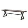 Modern Industrial Outdoor Aluminum Dining Bench With Steel Frame - Brown / Black - Image 5