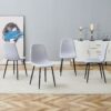 Modern Linen Cotton Dining Chair With Integrated Design (Set of 4) Comfort & Style - Light Gray - Image 2