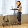 Movable Adjustable Bar Table Pub Table 360 Swivel Counter Bar Height Aluminum Star Base Movable For Stand Desk Bistro Table Dining Room Home Kitchen Table - Black - Image 4