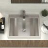 21 X 17" Drop In Bathroom Sink With Pop Up Drain, Stainless Steel Su304, Durable & Rust Resistant, Easy Installation - Brushed Nickel - Image 2