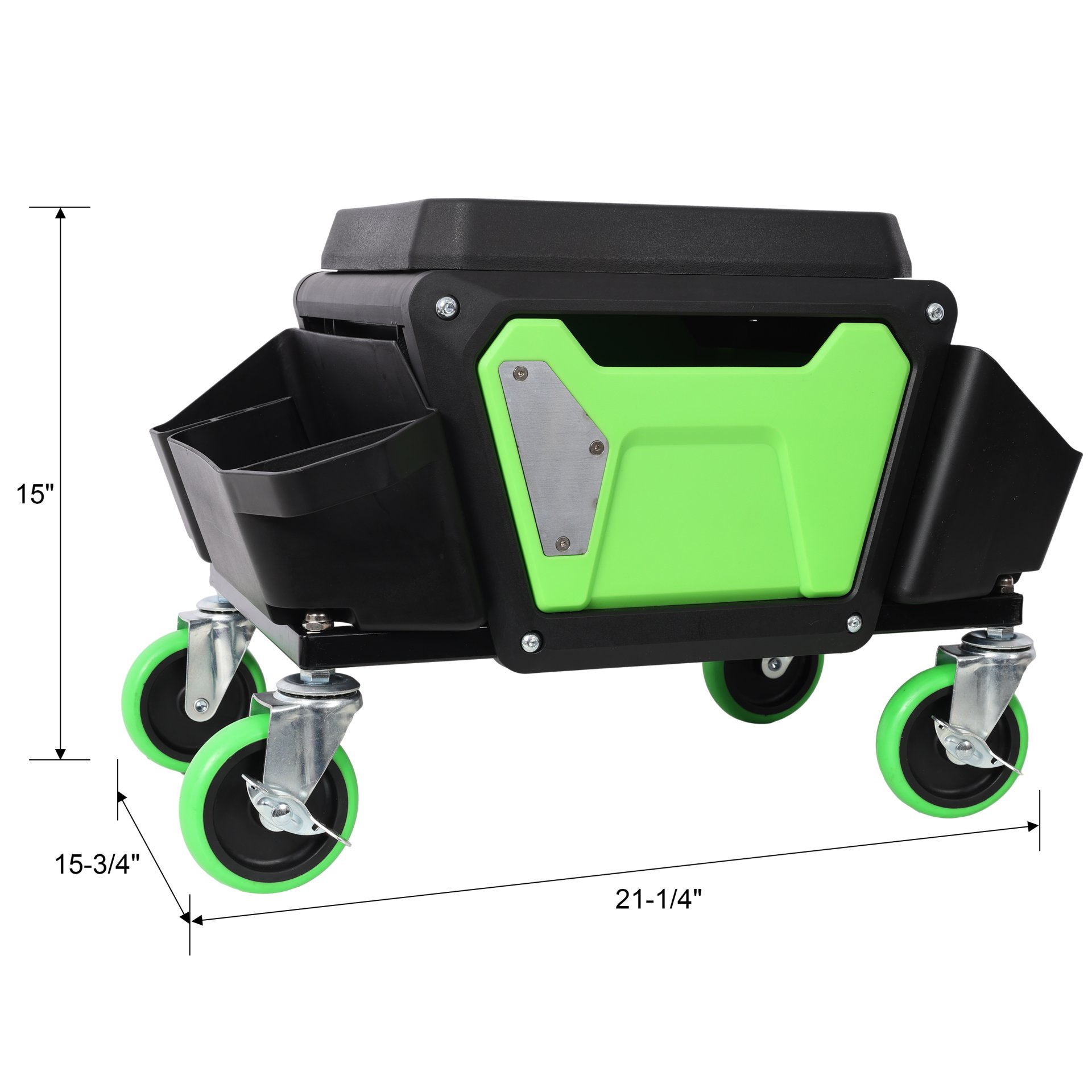 Heavy Duty Mechanic Stool With Wheels And Soft Rubber Cushion And 330Lbs Capacity - Green - Image 3