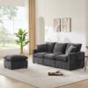 Modern, Modular Sofa, 4 Seat Chenille Sectional Couch Set With 2 Pillows Included, Freely Combinable Indoor Funiture - Black / Gray - Image 14