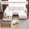U - Shaped Sectional Sofa Modular Sofa Couch With A Movable Ottoman, A Coffee Table With Hidden Charging Devices For Living Room - White - Image 6