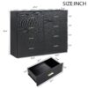 Modern 8 Drawer Dresser Ample Storage Wide Chest, Sturdy - Black - Image 3