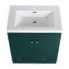 Contemporary Freestanding Bathroom Vanity With White Resin Sink & Soft Close Cabinet Doors - Dark Green - Image 14