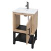 Modern Freestanding Bathroom Vanity With Ceramic Sink, Hot And Cold Faucet, 1 Door Cabinet & Open Iron Shelf, Magnesium Oxide And Iron Frame - Natural - Image 14
