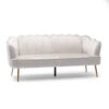 Modern Glam 3 Seater Sofa With Velvet Texture And Iron Legs - Beige - Image 4