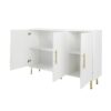 3 Door Large Storage Sideboard With Handles For Kitchen, Dining Room And Living Room, Accent Buffet Cabinet, Coffee Bar Sideboard Cabinet With 3 Doors - White / Gold - Image 10