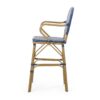 Outdoor Wicker And Aluminum French Barstools Set With Bamboo Print - Navy Blue - Image 10