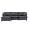 Sectional Sofa With Ottoman L Shaped Cloud Couch Set With Throw Pillows, Free Combination 4 Seat Modular Upholstered - Gray - Image 2