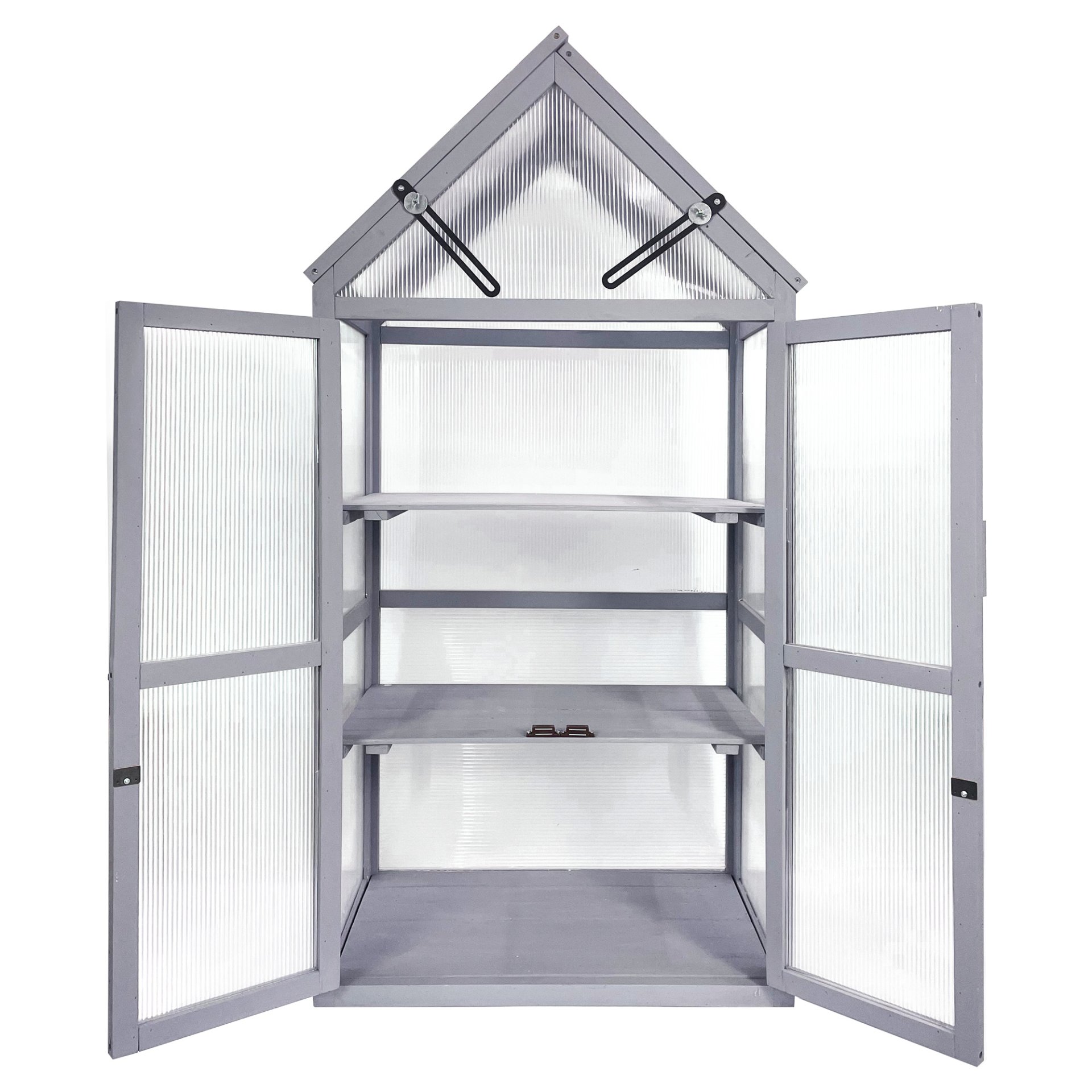 Mini Greenhouse Kit, Outdoor Small Green House, Wood, Plant Stand For Indoor Garden & Patio Balcony Apartments Porch Terrace Outsid Accessories, Uv-Resistant - Gray - Image 8
