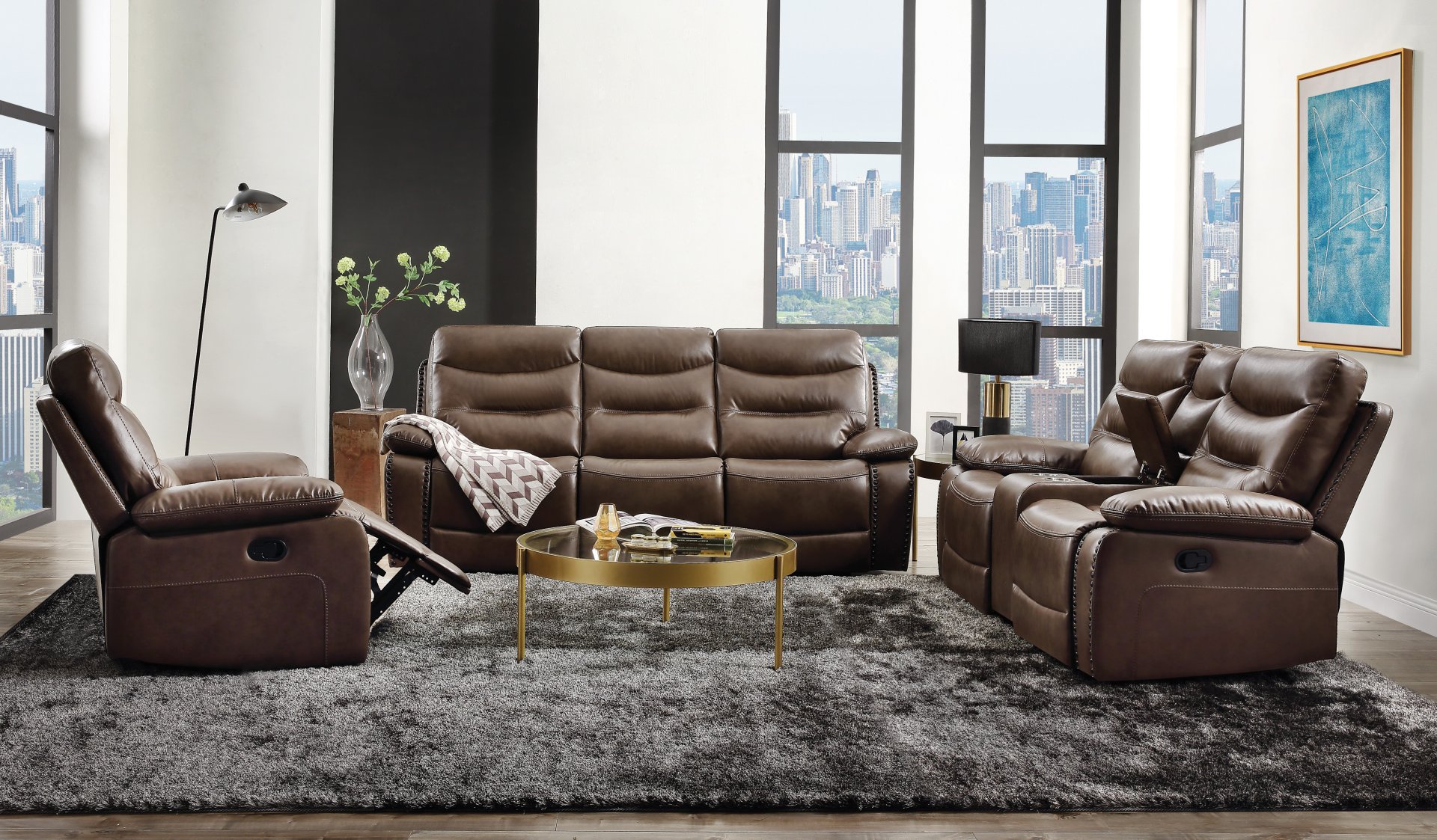 Aashi - Leather Gel Match Recliner Loveseat - Brown - Image 6