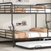 Full Long Over Queen Bunk Bed With Twin Size Trundle - Black - Image 16