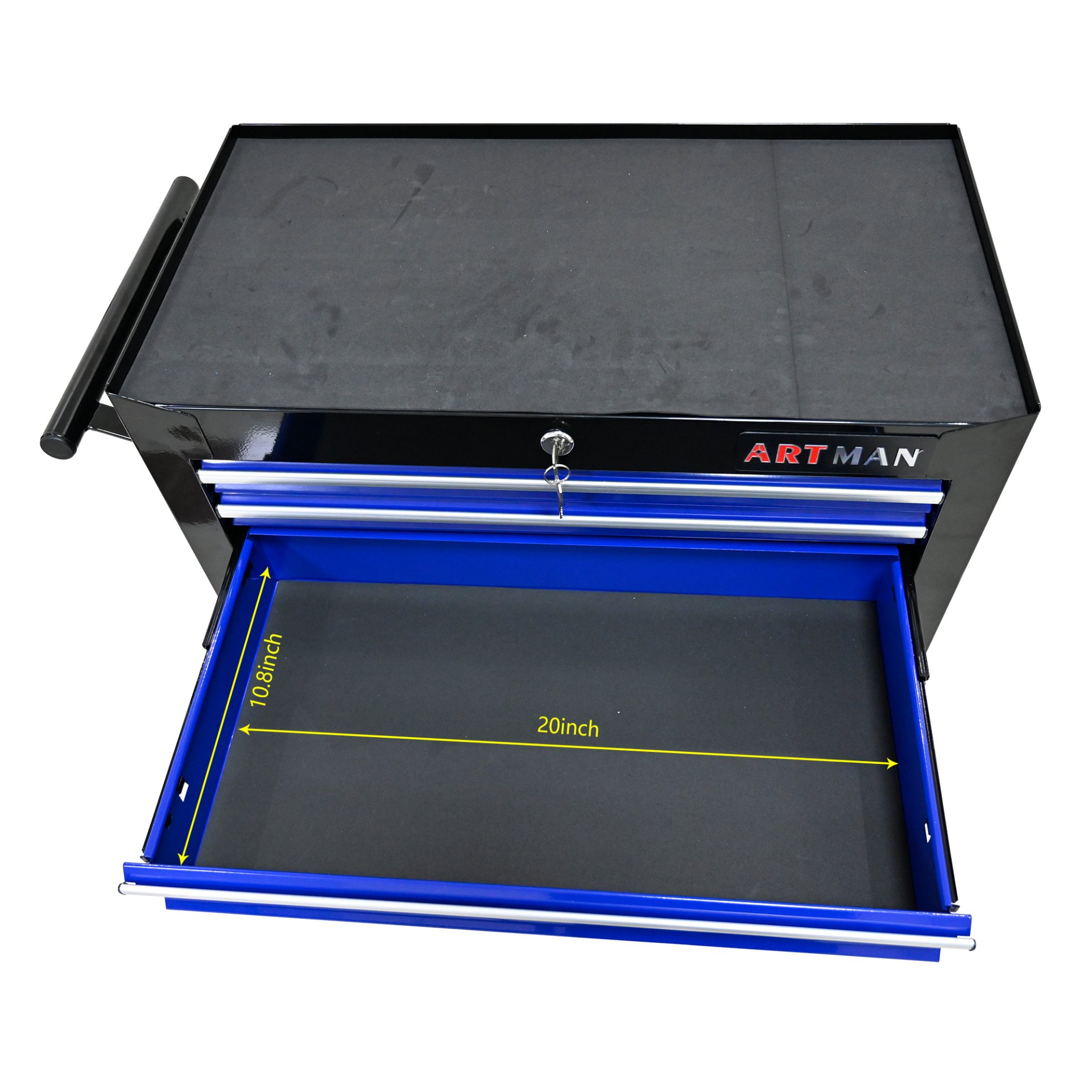 7 Drawers Multifunctional Tool Cart With Wheels - Black / Blue - Image 5