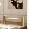 Mason - Arched Arm Bench With Bolster Pillows - Camel Brown Beige - Image 7