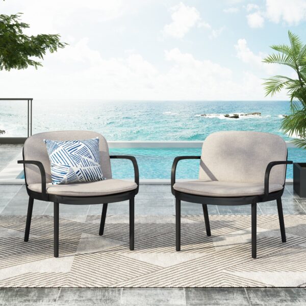 Luna - Outdoor Club Chair (Set of 2) - Beige / Black