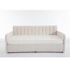 Flora - Twin Upholstered Daybed With 2 Drawers Ribbed Tufted Backrest in Lavish Modern Design - Ivory - Image 6