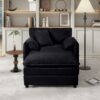 Oversized Recliner Chair With Movable Ottoman, Soft Chenille Upholstered Indoor Lounge Chair - Black - Image 4