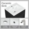 20" Bathroom Vanity With Sink, Freestanding Cabinet With Door Shelf And Adjustable Shelf, And Ceramic Construction - Black - Image 7