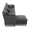 Modern Convertible Sectional Sofa L Shaped Reversible Couch Set With Free Pillows 5 Seat Cloud With Ottoman - Gray - Image 7
