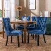 Nikki - Modern, High-End Tufted Solid Wood Contemporary Velvet Upholstered Dining Chair With Wood Legs Nailhead Trim (Set of 2) - Blue - Image 14