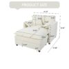 Oversized Recliner Chair With Movable Ottoman, Soft Chenille Upholstered Lounge Chair - Beige - Image 3