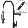 Kitchen Sink Faucet With LED Pull Down Sprayer, Single Handle High Arc Faucet, Dual Spouts, Deck Mount - Matte Black - Image 4