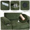 Modern Oversized Chair With Ottoman, Chenille Fabric Sofa Bed, Accent Chair Comfy Sofa With Cupholders And USB Charging Ports Chair For Living Room, Bedroom, Apartment - Green - Image 5