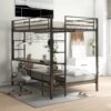 Ethan - Full Over Twin Bunk Bed With Desk, Charging Station, Storage Shelves, Safety Guard And Stairs - Black - Image 5
