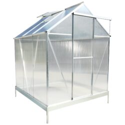 6.3'x6.2'x7' Polycarbonate Greenhouse, Heavy Duty Outdoor Aluminum Walk-In Green House Kit With Rain Gutter, Vent And Door For Backyard Garden - Aluminium