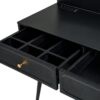 Modern Makeup Vanity Desk With Mirror And Lights Retractable Design Engineered Wood - Black - Image 7