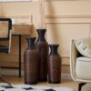 Desktop Vase, Classic And Neat Floor Vase, High Independent Flower Stand, Home Decoration Flower Stand (Set of 3) - Black / Brown - Image 10